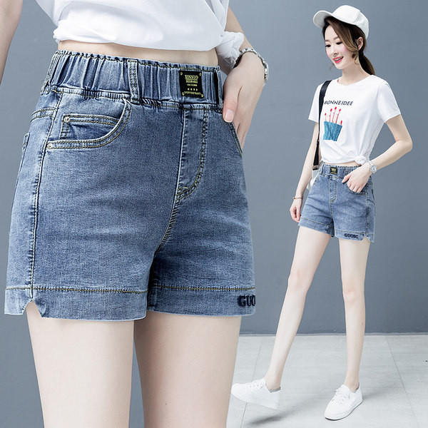 Γυναικείο σορτς με ελαστική μέση σε μπλε χρώμα