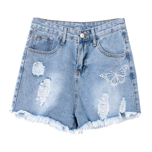 Μοντέρνο κοντό τζιν με κέντημα