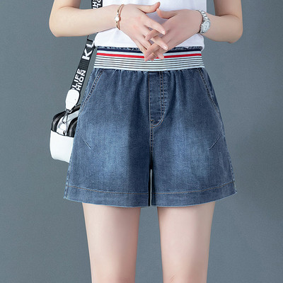 Γυναικείο τζιν σορτς με ελαστική μέση