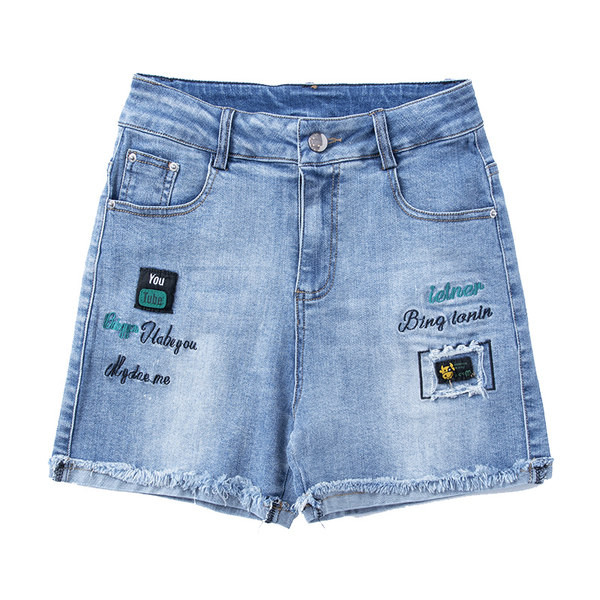 Naiste vabaaja lühikesed püksid tikandiga