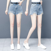 Casual γυναικείο τζιν σορτς με σκισμένα μοτίβα