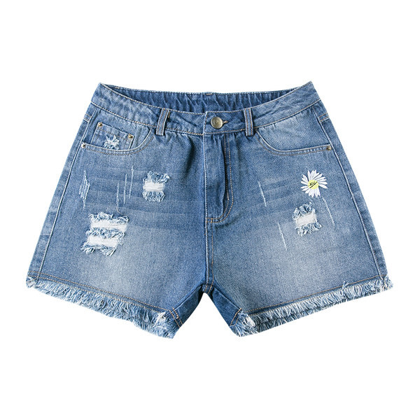 Τζιν σορτς με σκισμένο δεξί και ψηλόμεσο