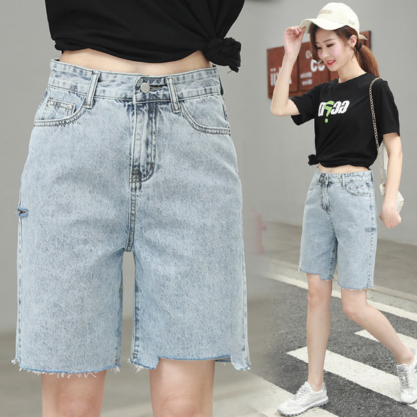 Naiste kõrge vöökoha ja nööpkinnitusega teksapüksid