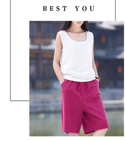 Casual παντελόνι 3/4 για γυναίκες - φαρδύ μοντέλο