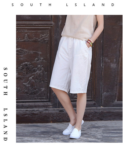 Casual παντελόνι 3/4 για γυναίκες - φαρδύ μοντέλο