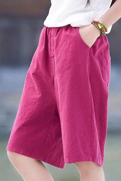 Casual παντελόνι 3/4 για γυναίκες - φαρδύ μοντέλο