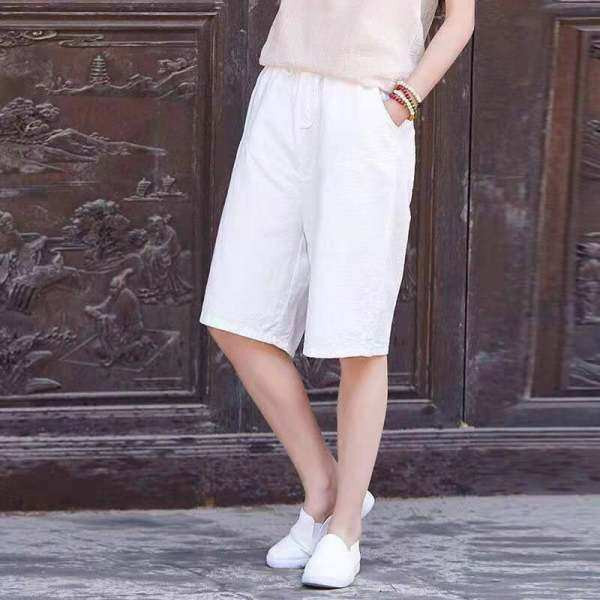 Casual παντελόνι 3/4 για γυναίκες - φαρδύ μοντέλο