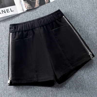 Naiste vabaaja lühikesed püksid kõrge vöökoha ja lukuga