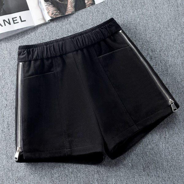 Naiste vabaaja lühikesed püksid kõrge vöökoha ja lukuga