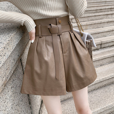 Γυναικείο ψηλόμεσο έκο δερμάτινο σορτς