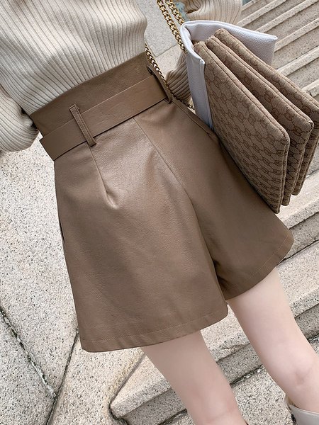 Γυναικείο ψηλόμεσο έκο δερμάτινο σορτς