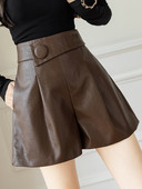 Έκο δερμάτινο φαρδύ παντελόνι με κουμπί