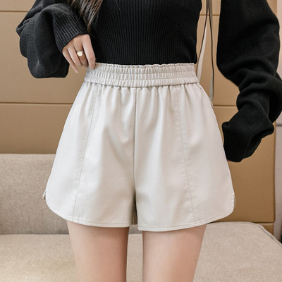 Ежедневни къси кожени панталони с висока талия