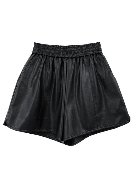 Ежедневни къси кожени панталони с висока талия