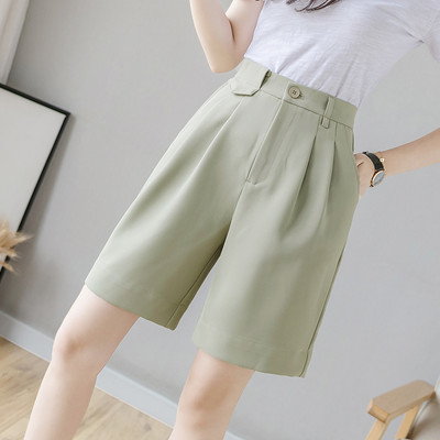 Naiste suvised laiad püksid sirge kõrge vöökohaga mudel