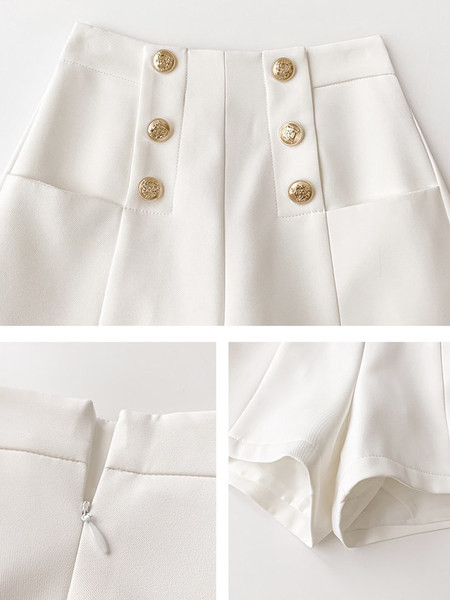 Ženske kratke hlače s visokim strukom i gumbima