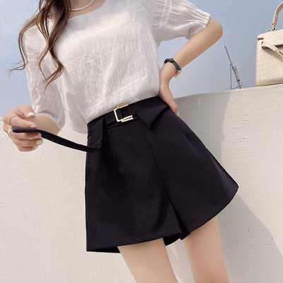 Κομψό παντελόνι με ζώνη και ψηλή μέση για γυναίκες