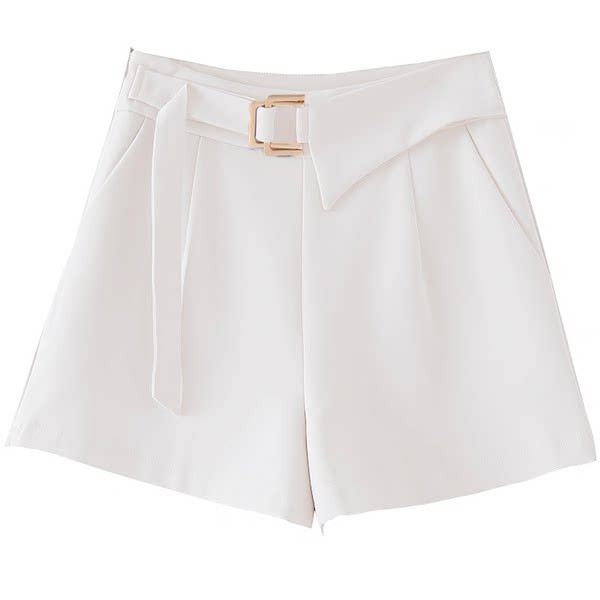 Κομψό παντελόνι με ζώνη και ψηλή μέση για γυναίκες