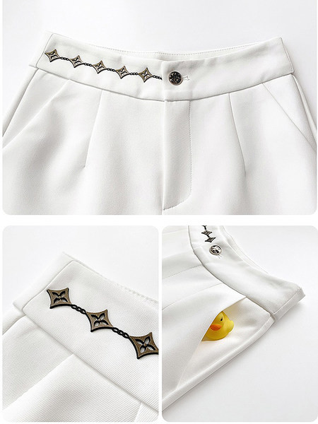 Moodsad kõrge vöökoha ja ketiga naiste lühikesed püksid