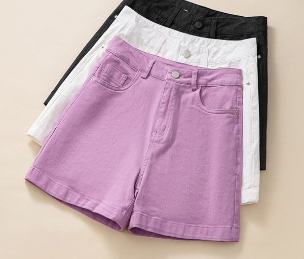 Γυναικείο τζιν σορτς με ψηλόμεσο σε τία χρώματα