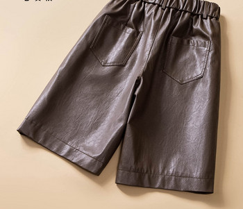Γυναικείο παντελόνι 3/4 από οικολογικό δέρμα με τσέπες