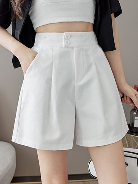 Μοντέρνο γυναικείο σορτς με ψηλή μέση και τσέπες