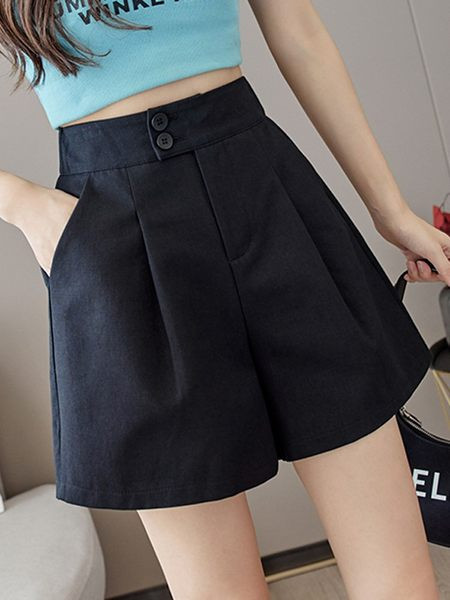 Μοντέρνο γυναικείο σορτς με ψηλή μέση και τσέπες