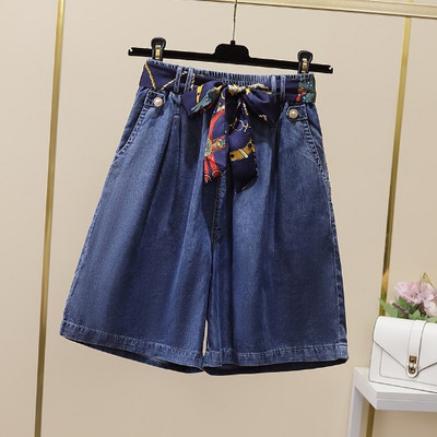 Γυναικείο τζιν σορτς με τσέπες και διακόσμηση με πέρλες