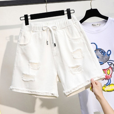 Γυναικείο casual σορτς με σκισμένα μοτίβα και κορδόνια