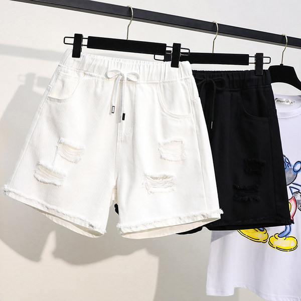 Γυναικείο casual σορτς με σκισμένα μοτίβα και κορδόνια