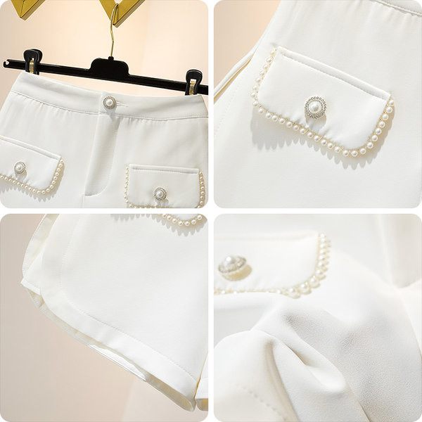 Къси дамски панталони с декорация перли