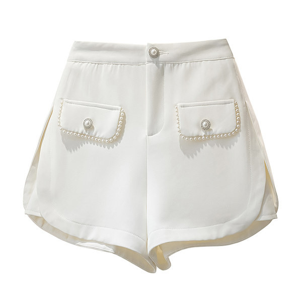Къси дамски панталони с декорация перли
