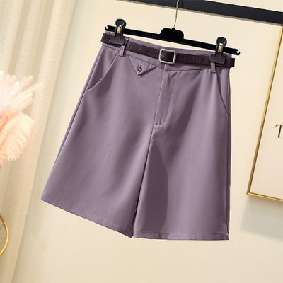 Γυναικείο παντελόνι με ζώνη σε μαύρο και μωβ