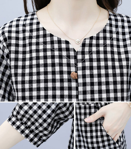 Dnevni ženski karirani set iz dva dijela