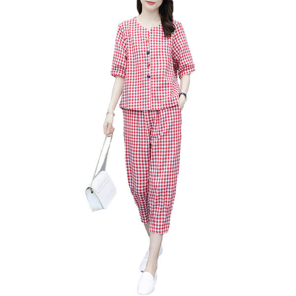 Dnevni ženski karirani set iz dva dijela