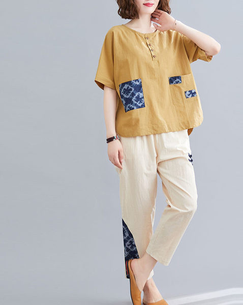 Ženski komplet dvodijelne bluze kratkih rukava i hlača