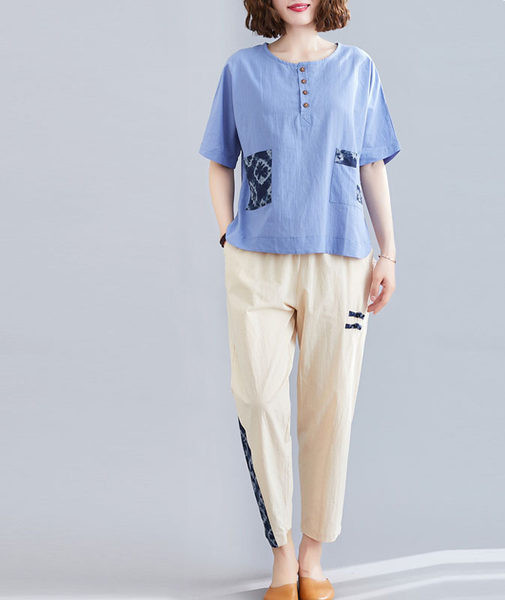 Ženski komplet dvodijelne bluze kratkih rukava i hlača