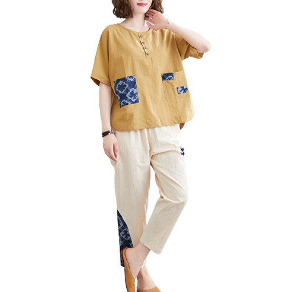 Ženski komplet dvodijelne bluze kratkih rukava i hlača