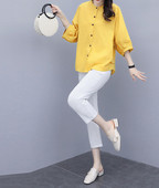 Naiste vabaaja komplekt kaheosalisest 3/4 varrukatega pluusi ja 9/10 pikkuste pükstega