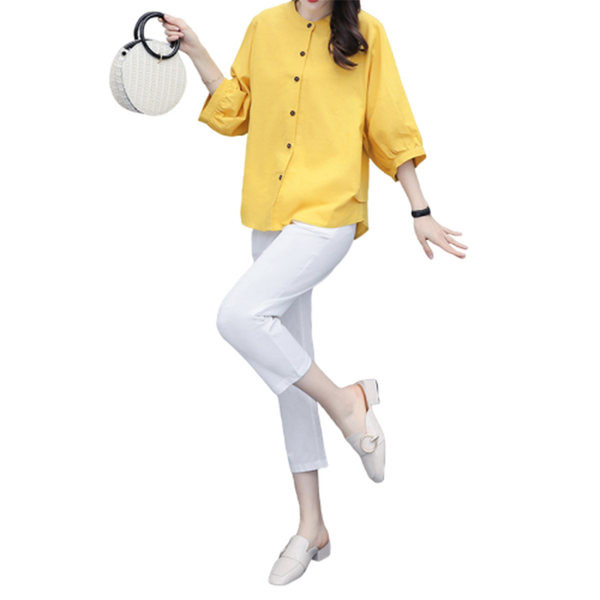 Naiste vabaaja komplekt kaheosalisest 3/4 varrukatega pluusi ja 9/10 pikkuste pükstega