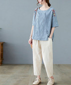 Φαρδύ μοντέλο σετ  για γυναίκες με κέντημα