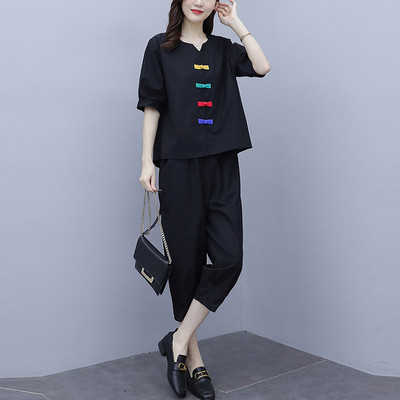 Γυναικείο μονόχρωμο σετ με κορδέλες