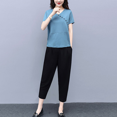 Καθημερινό σετ - μπλούζα και φαρδύ παντελόνι