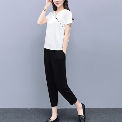 Καθημερινό σετ - μπλούζα και φαρδύ παντελόνι