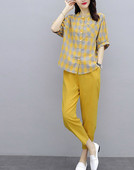 Casual γυναικείο σετ καρό πουκάμισο και παντελόνι