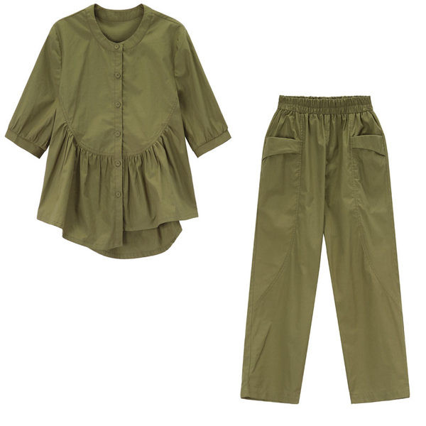 Uue mudeli suvekomplekt - asümmeetriline särk ja laiad püksid