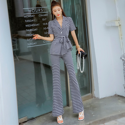 Μοντέρνο γυναικείο καρό σετ- κόκκινο και μαύρο  χρώμα