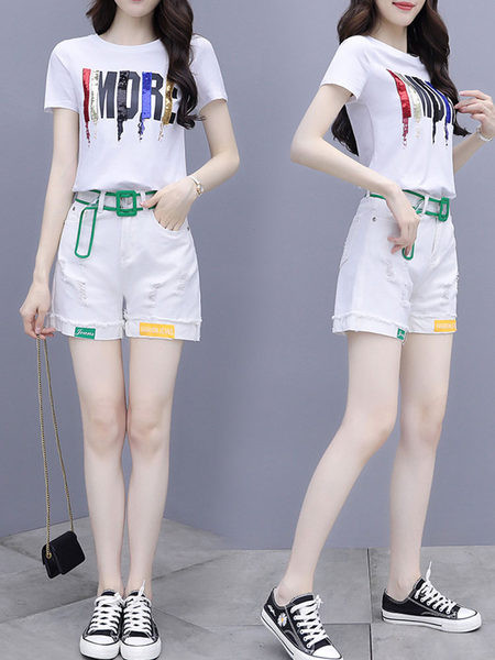 Dámsky ležérny set z blúzky s flitrami a šortiek