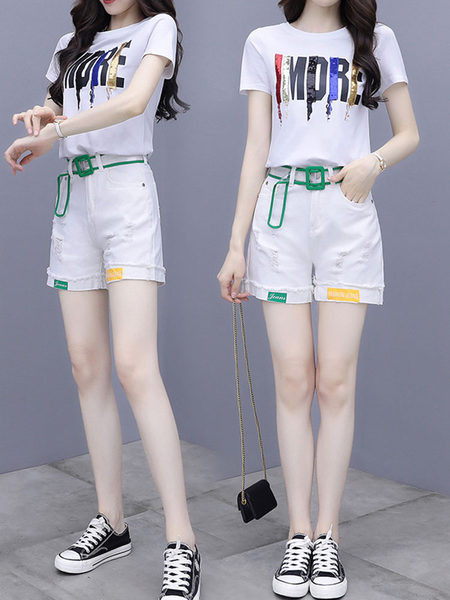 Dámsky ležérny set z blúzky s flitrami a šortiek