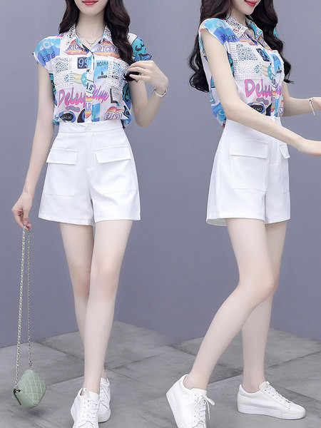 Naiste lühikeste varrukate ja lühikeste pükstega särgikomplekt